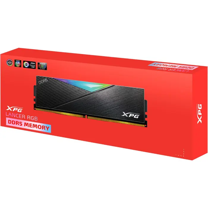 ADATA DDR5 16GB - 6400 - CL -32 -Single-Kit - DIMM - AX5U6400C3216G-CLARBK, Lancer RGB, XMP, black