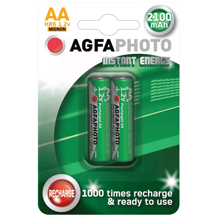 AgfaPhoto Punjiva baterija, AA, 1.2 V, 2100 mAh, blister 2 kom. - R2U B2