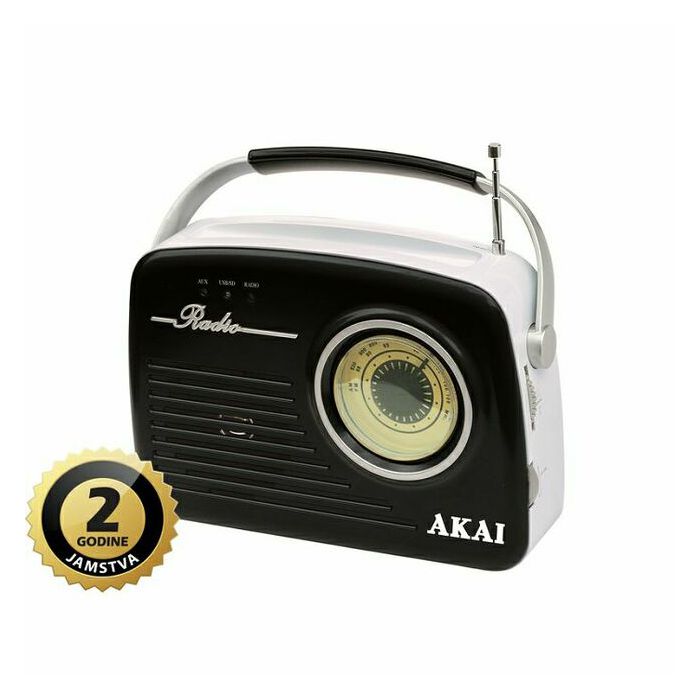 AKAI radio FM, AM, analogna skala, USB, SD, crni APR-11BLACK