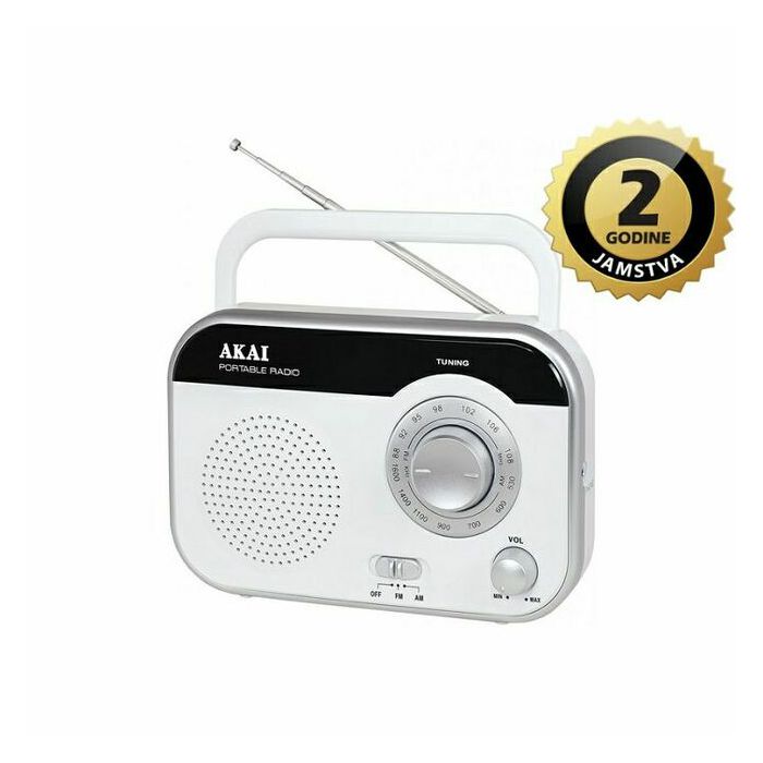 AKAI radio FM, AM, analogni, AC, R14 baterije, bijeli PR003A-410