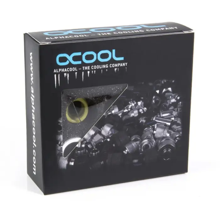 Alphacool Eiszapfen PRO 13mm HardTube screw-on nozzle G1/4 - White (white/black, set of 6)
