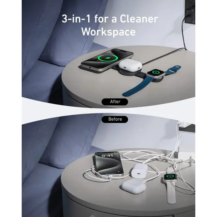 Anker MagGo Wireless Foldable Charging Pad 3in1, Black