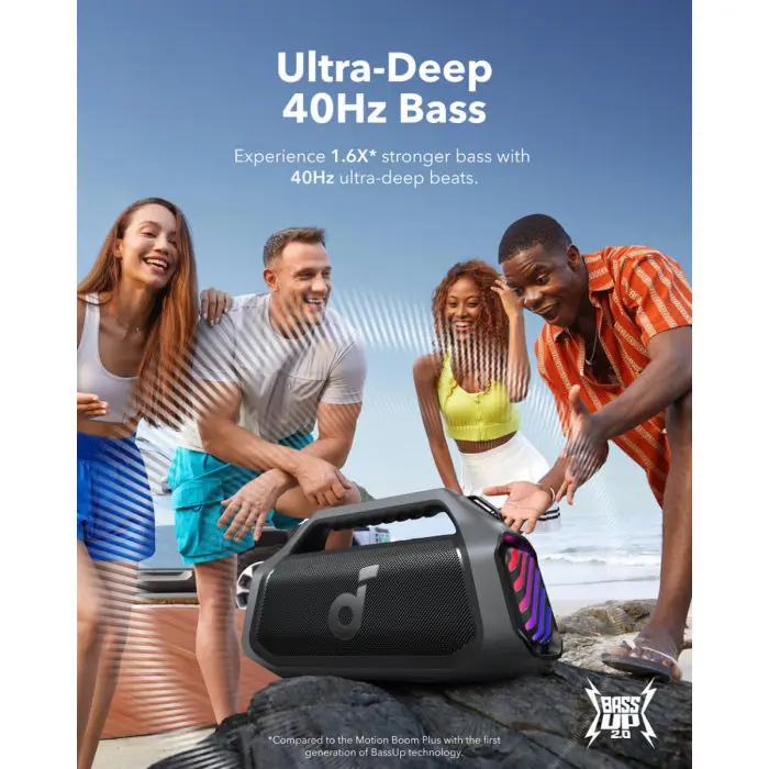 Anker Soundcore BOOM 2 Plus BT 6.0 Portable Bluetooth Speaker, Black