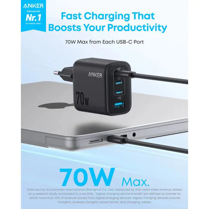Anker Zolo 70W 4-port charger, black