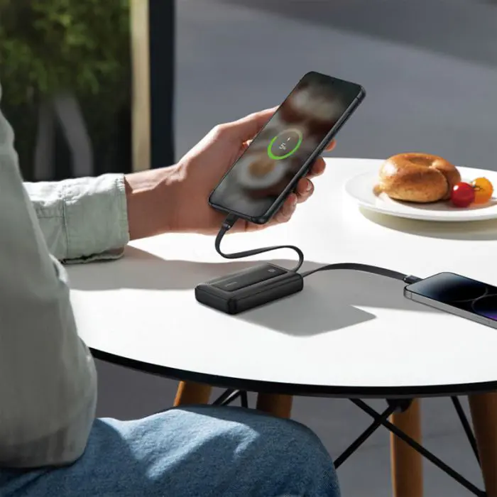 Anker Zolo Power Bank 10,000 mAh, 35W with 2 Built-in USB-C Cables, Black