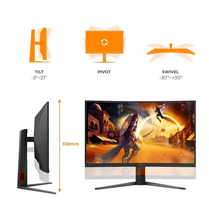 AOC 81,3cm (31,5") C32G4Z 16:09 HDMI+DP+USB Curved Bl/red
