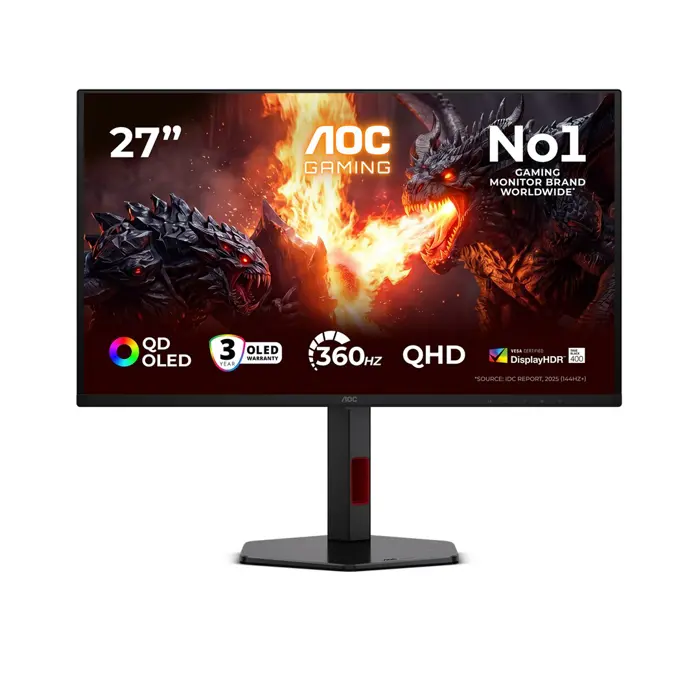 AOC G4 Q27G4SDR computer monitor 67.3 cm (26.5") 2560 x 1440 pixels Quad HD QD-OLED Black, Red