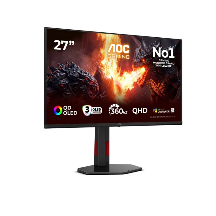 AOC G4 Q27G4SDR computer monitor 67.3 cm (26.5") 2560 x 1440 pixels Quad HD QD-OLED Black, Red