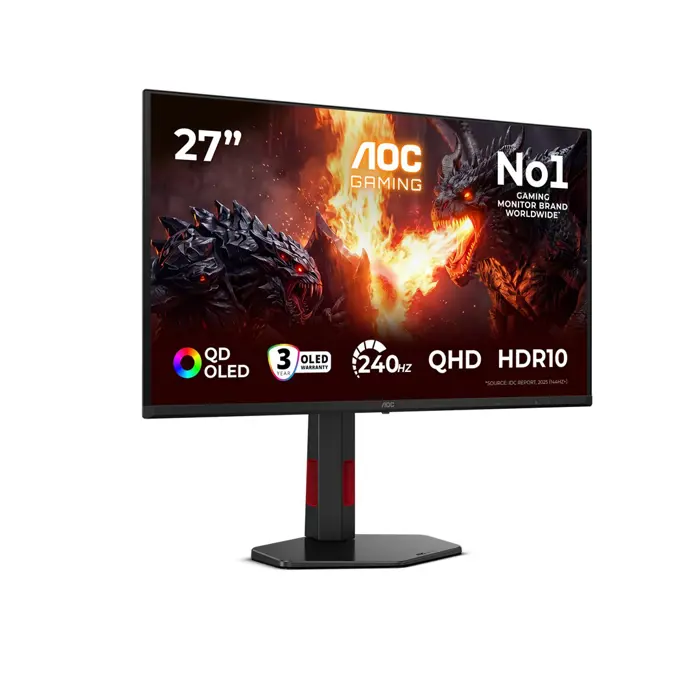 AOC G4 Q27G4ZDR computer monitor 67.3 cm (26.5") 2560 x 1440 pixels Quad HD QD-OLED Black, Red