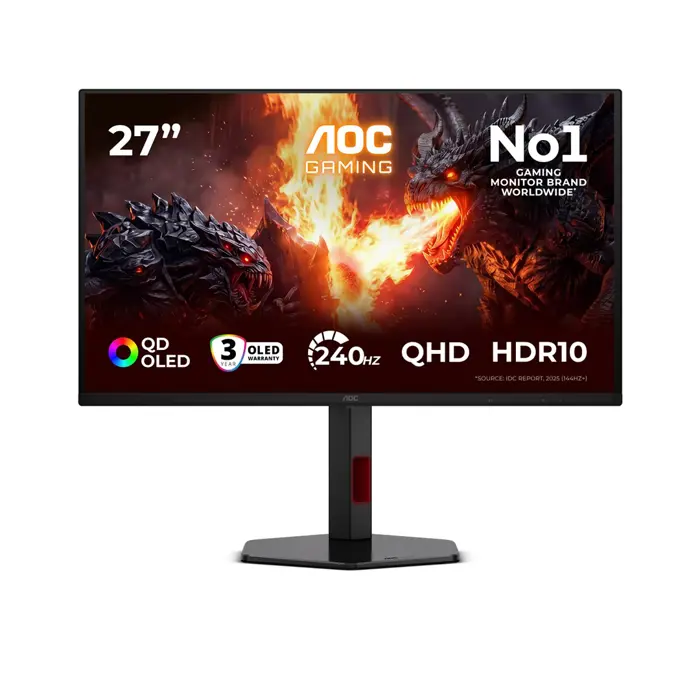 AOC G4 Q27G4ZDR computer monitor 67.3 cm (26.5") 2560 x 1440 pixels Quad HD QD-OLED Black, Red