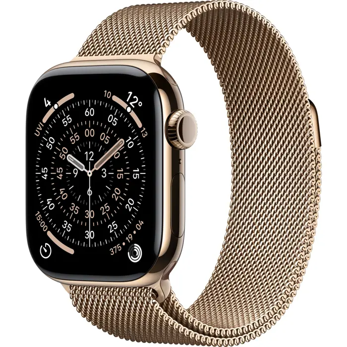 Apple Watch Series 11, Smartwatch Titan Gold, titanium case, 42 mm, Milanese bracelet gold S/M, Cellular