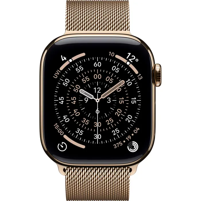 Apple Watch Series 11, Smartwatch Titan Gold, titanium case, 42 mm, Milanese bracelet gold S/M, Cellular