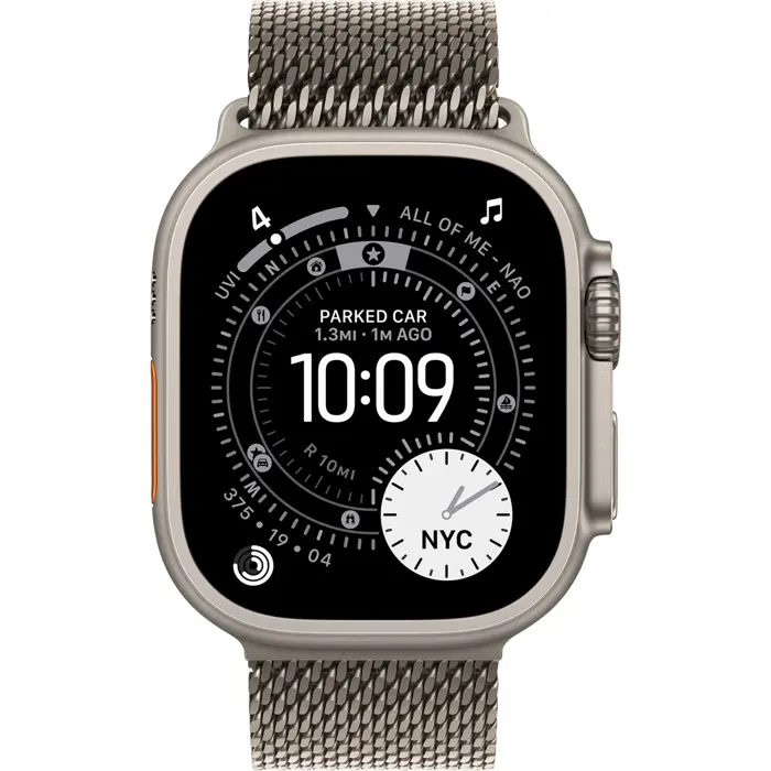 Apple Watch Ultra 3, Smartwatch titanium, 49 mm, Milanese bracelet titanium natural S, titanium case, cellular