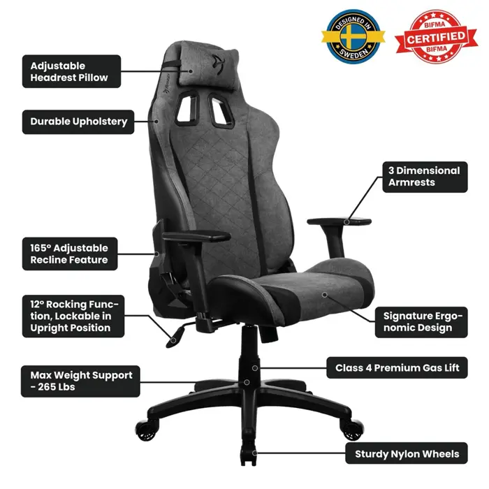 Arozzi Gaming Stuhl Avanti Ash SoftFabric