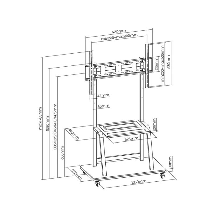 ART S-13 Mobile LCD/LED TV stand 37-100" 150 Kg