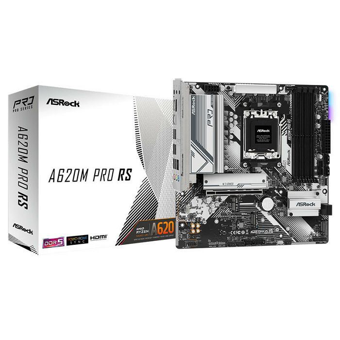 ASRock A620M Pro RS, AMD A620 Mainboard - Socket AM5, DDR5 90-MXBLN0-A0UAYZ