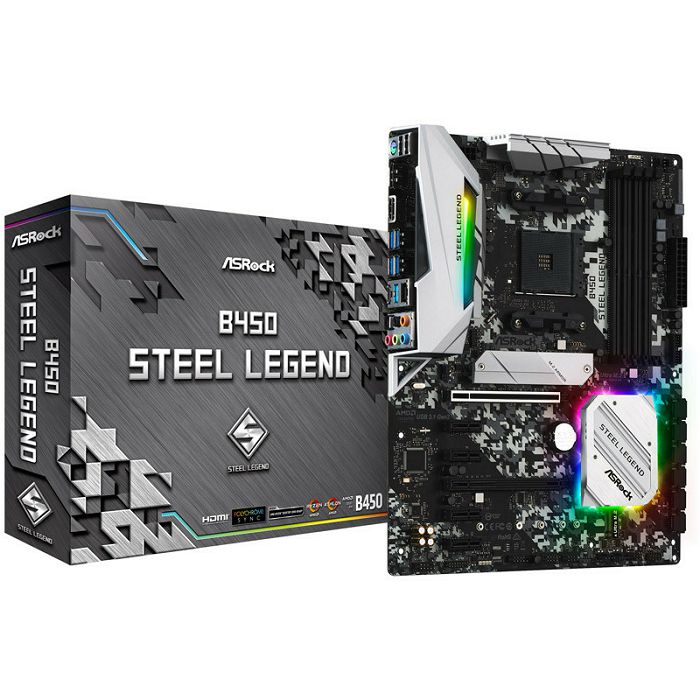 ASRock B450 Steel Legend, AMD B450 Mainboard - Socket AM4, DDR4 90-MXBA00-A0UAYZ
