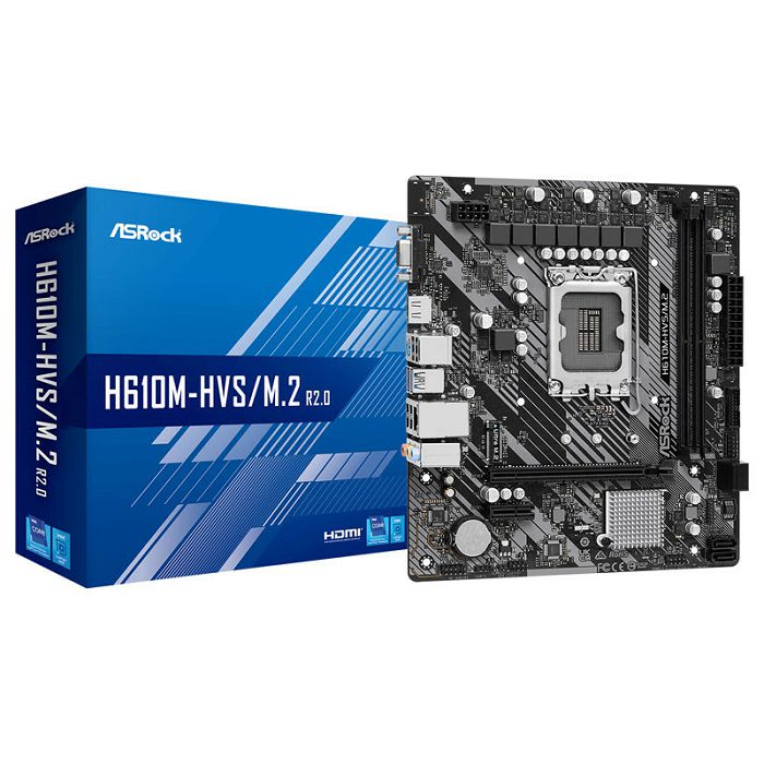 ASRock H610M-HVS/M.2 R2.0, Intel H610 Mainboard - Socket 1700, DDR4 90-MXBJJ0-A0UAYZ