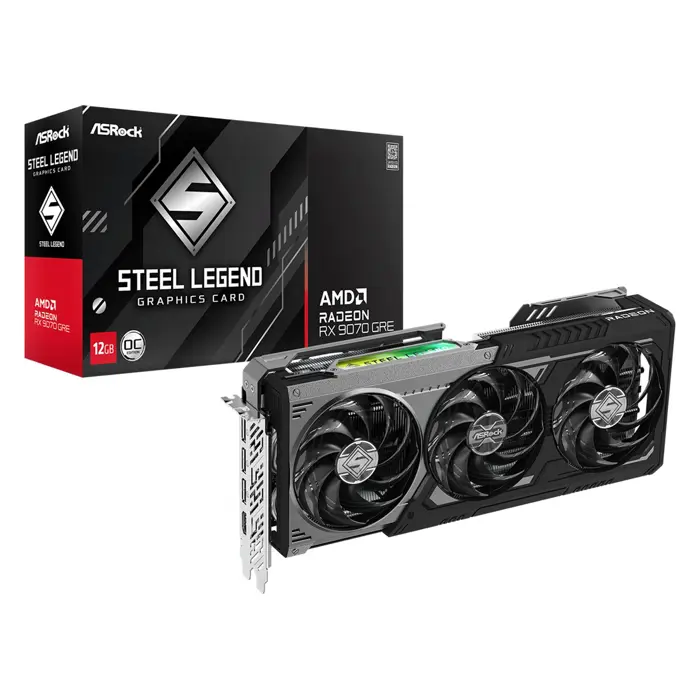 ASRock RX9070GRE Steel Legend Dark 12GB OC graphics card