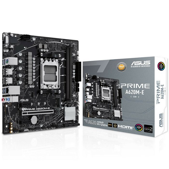 ASUS Prime A620M-E-CSM, AMD A620 Mainboard, Socket AM5, DDR5 90MB1F50-M0EAYC