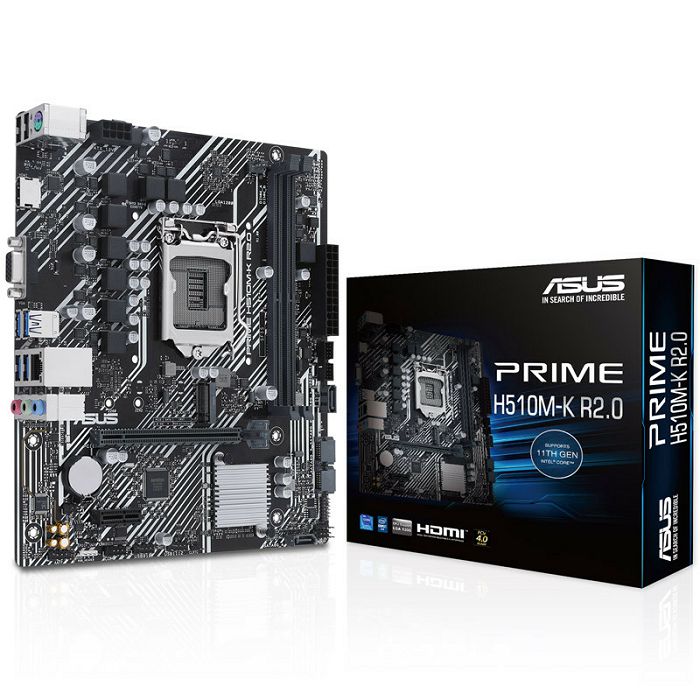 ASUS Prime H510M-K R2.0, Intel H510 Mainboard, LGA1200, DDR4 90MB1E80-M0EAY0