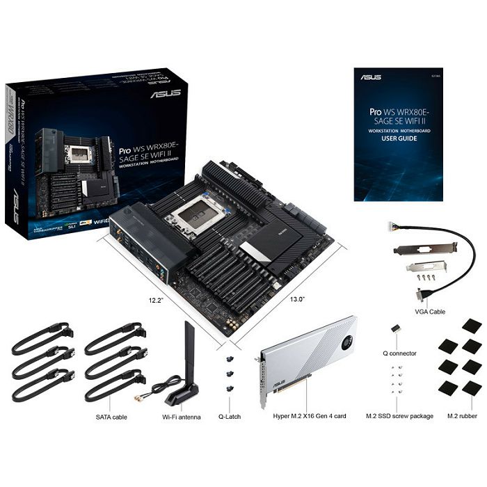 ASUS PRO WS WRX80E-SAGE SE WIFI II, AMD WRX80 Mainboard, Socket sWRX8, DDR4 90MB1E60-M0EAY0