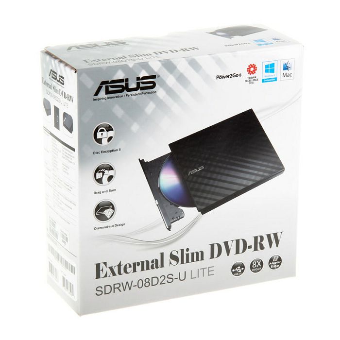 ASUS SDRW-08D2S-U Lite DVD snimač - vanjski, crni 90-DQ0435-UA221KZ
