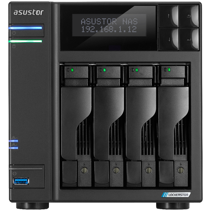 ASUSTOR NAS AS6704T Lockerstor4 Gen2 4x 3.5 4x M.2 cache 2x 2.5Gbe Celeron QuadCore N5105 2.9GHz 4GB single PSU desktop