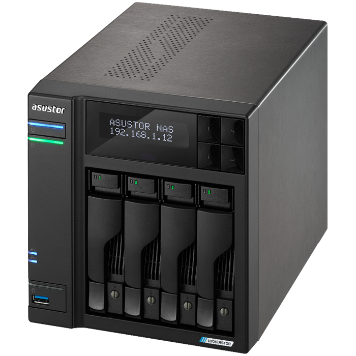 ASUSTOR NAS AS6704T Lockerstor4 Gen2 4x 3.5 4x M.2 cache 2x 2.5Gbe Celeron QuadCore N5105 2.9GHz 4GB single PSU desktop