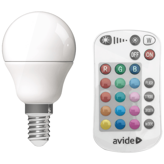 Avide Pametna sijalica, LED 4.9W, E14, RGB+W, 2700K, daljinski - Smart LED Mini Globe 4.9W