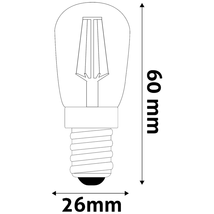 Avide Žarulja, LED 2W, E14, 4000K, 230V AC, bijela svjetlost - Filament T26 2W E14