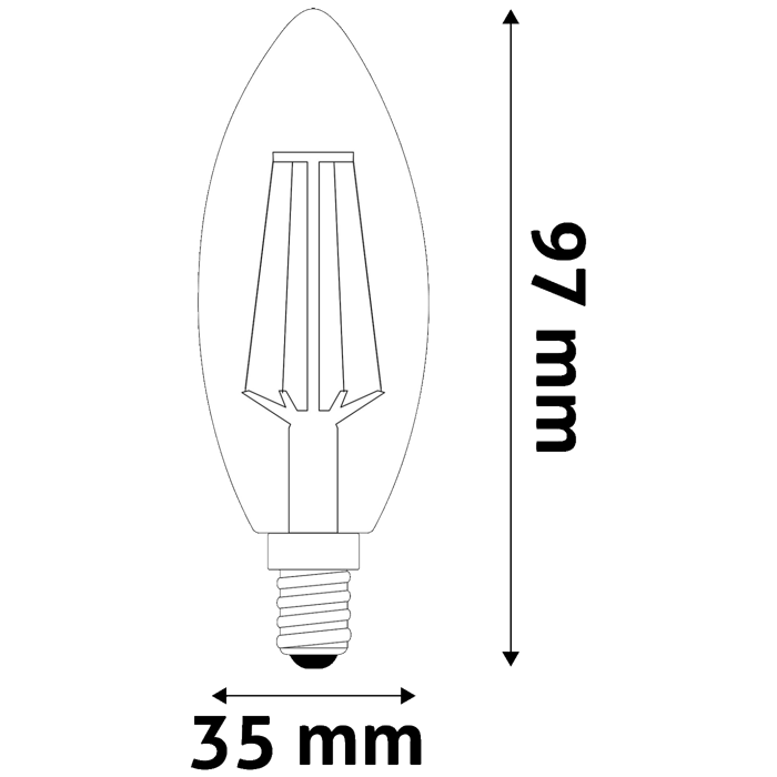 Avide Žarulja, LED 4.5W, E14, 4000K, 230V AC, bijela svjetlost - White Filament Candle 4.5W E14