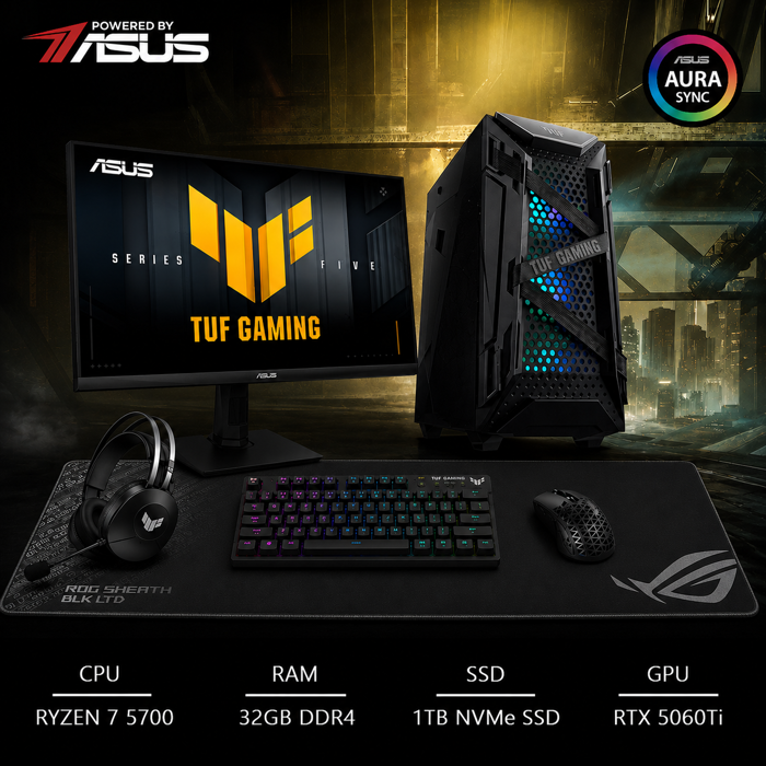 BaB računalo AiO Cerberus X (Ryzen 7 5700, Liquid, RTX 5060Ti 16GB, 32GB DDR4, 1TB SSD, Win11P, Periferija) Powered By ASUS