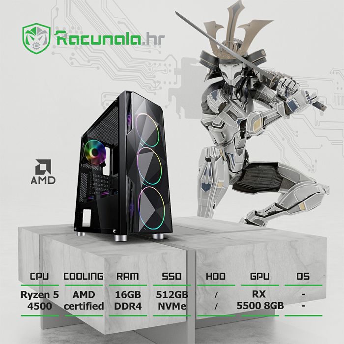BaB računalo R5RX5500 (Ryzen 5 4500, 16GB DDR4, 512GB SSD, RX5500 8GB, 600W) noOS