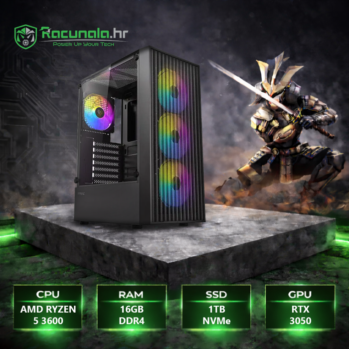 BaB RONIN Gamer – Ryzen 5 3600 / 16GB DDR4 / 1TB NVMe SSD / GeForce RTX 3050 / Windows 11 Pro