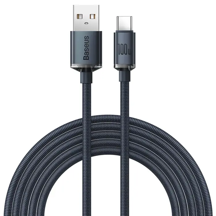 Baseus Crystal Shine Kabel USB-A to USB-C 100 W 5 A 1.2 m Black