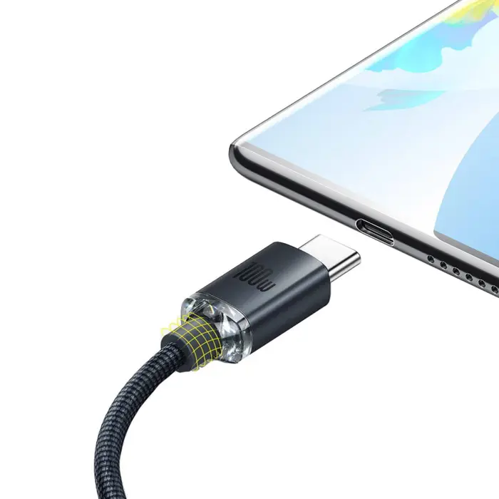 Baseus Crystal Shine Kabel USB-A to USB-C 100 W 5 A 1.2 m Black