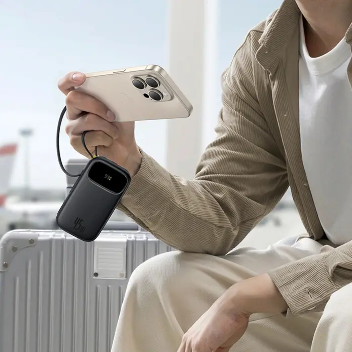 Baseus EnerFill FC31 Powerbank with digital display and 2 built-in USB-C cables 20000mAh 45W Black