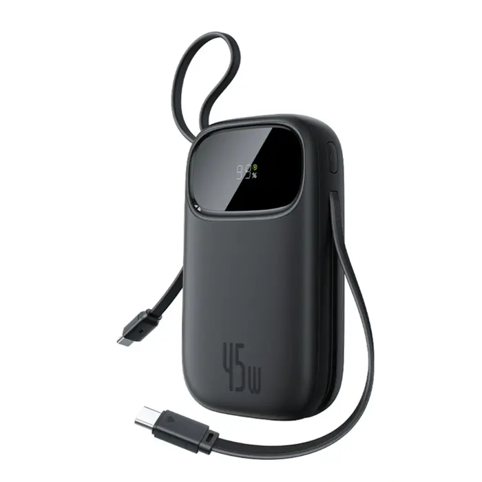 Baseus EnerFill FC31 Powerbank with digital display and 2 built-in USB-C cables 20000mAh 45W Black