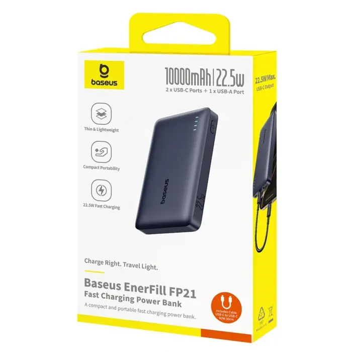 Baseus EnerFill FP21 Powerbank 22.5W USB-A - USB-C 10000mAh Black