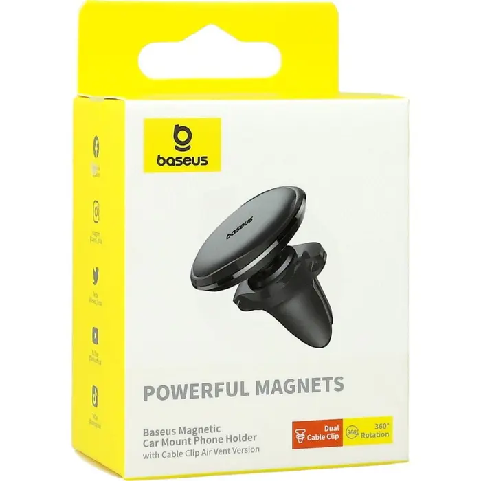 Baseus SUGX-A01 Magnetic car phone holder for air vent Black
