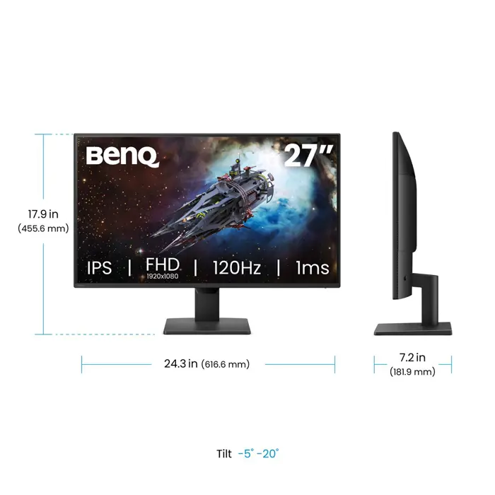 BenQ GW2790P 27" IPS 1920x1080 120Hz 1ms Eye-Care Widescreen Gaming Monitor