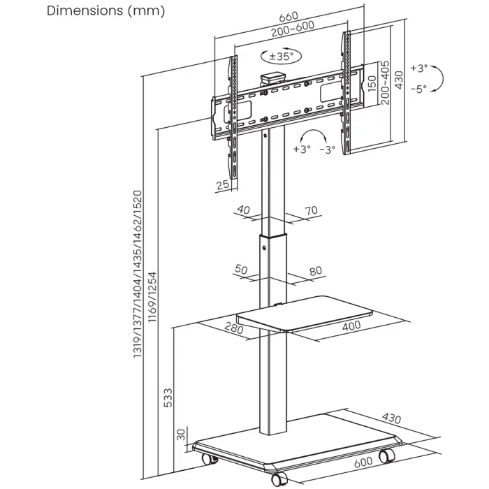 BIT FORCE okretni podni stalak za TV GUARD FS-75-S