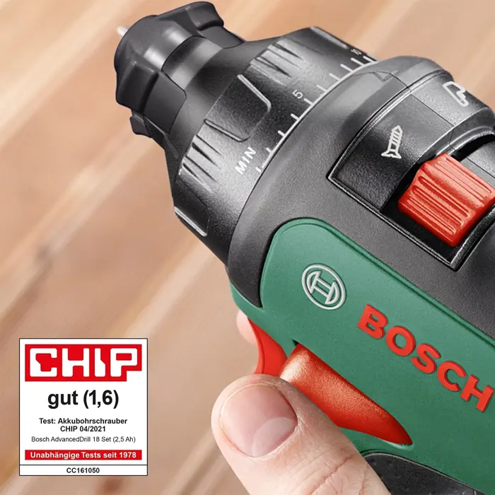 Bosch Cordless Drill AdvancedDrill 18 (green/black, 2x Li-Ion battery 2.5Ah, case)