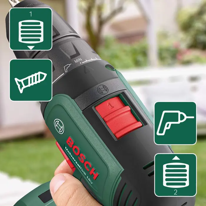 Bosch Cordless drill UniversalDrill 18V (green/black, Li-ion battery 1.5Ah, case)