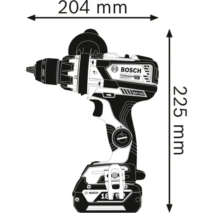Bosch cordless hammer drill GSB 18 V-110 C Professional, 18Volt (blue / black, L-BOXX, 2x battery ProCORE18V 4.0Ah)