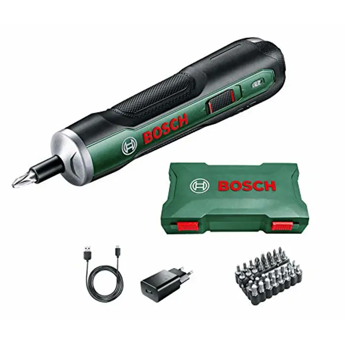 Bosch cordless screwdriver push Drive 3,6Volt (green, 32-piece screwdriver bit set)