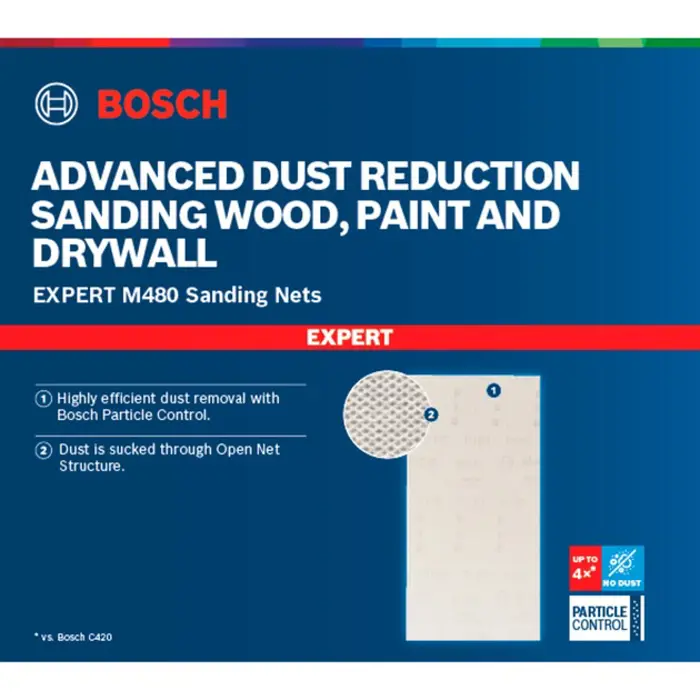 BOSCH Mesh structure sanding sheet M480 93x186 K240 10x - 2608900749 EXPERT RANGE