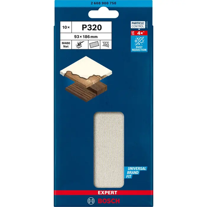 BOSCH Mesh structure sanding sheet M480 93x186 K320 10x - 2608900750 EXPERT RANGE