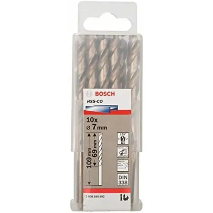 Bosch Metal twist drill HSS-Co, DIN 338, 7.0mm (10 pieces, working length 69mm)